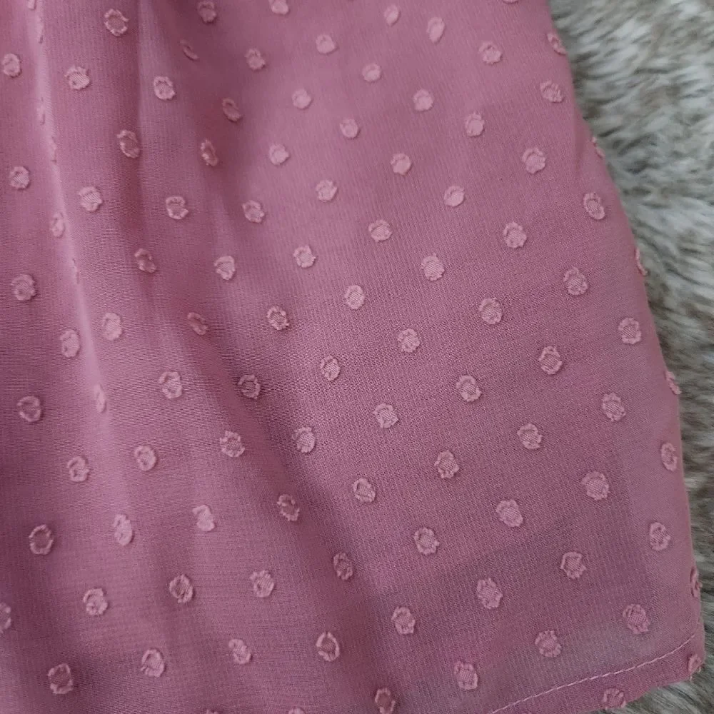 Unbranded Smocked Top Swiss Dot Textured Tank Top Pink Women's Size XL - Picture 2 of 8